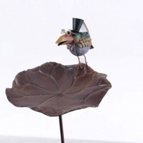 Abreuvoir à oiseaux sur pique en métal