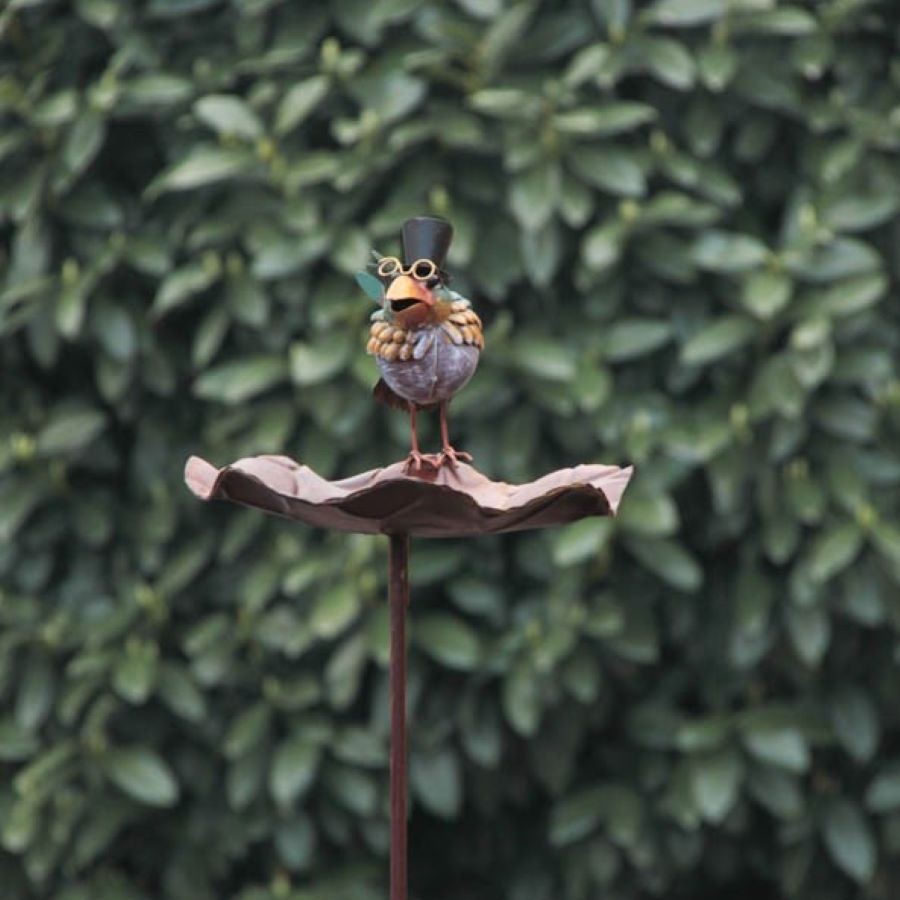 Abreuvoir à oiseaux sur pique en métal