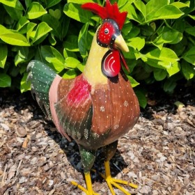 Coq en métal avec un dégradé de couleurs