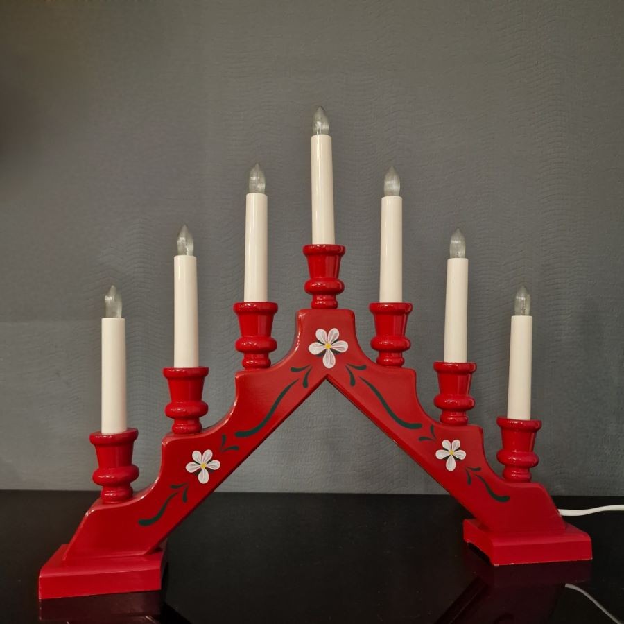 Chandelier 7 branches rouge brillant