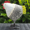 Poule en métal petit modèle gris et vert