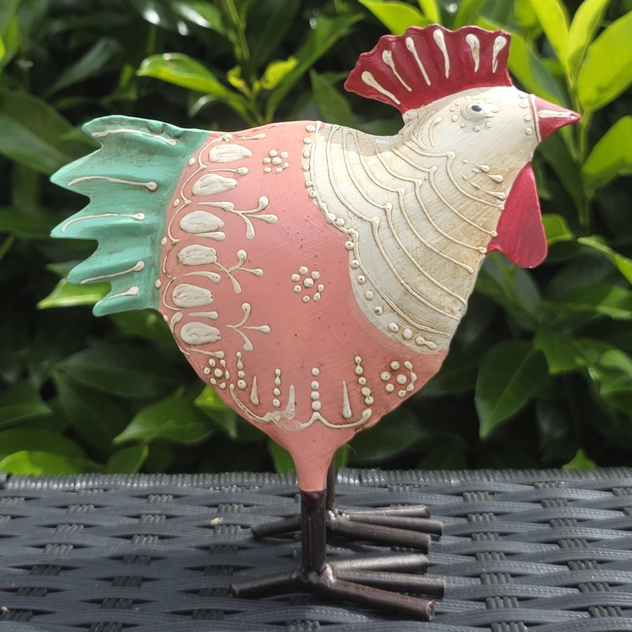 Coq métal blanc et rose