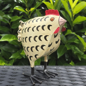 Poule blanche et noire métal