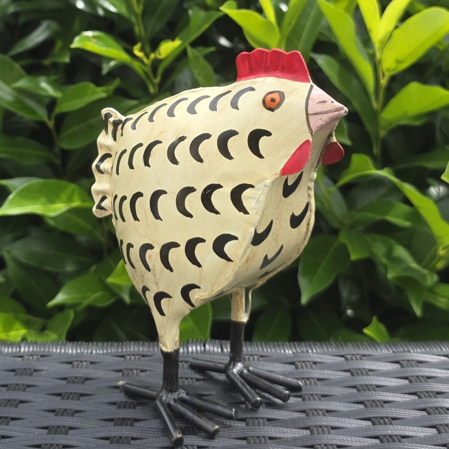Poule blanche et noire métal