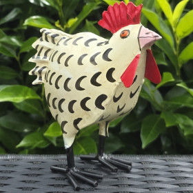 Coq métal blanc et noir