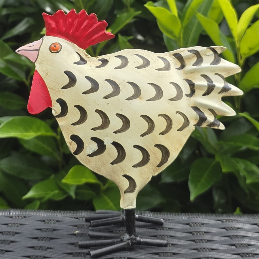 Coq métal blanc et noir