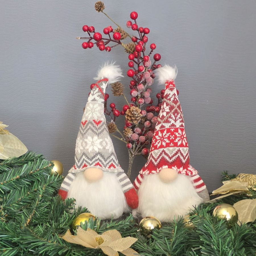Gnome lumineux gris et rouge