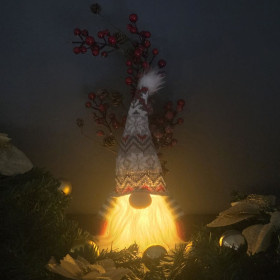 Gnome lumineux gris et rouge