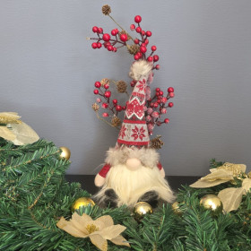 Gnome chapka lumineux blanc et rouge