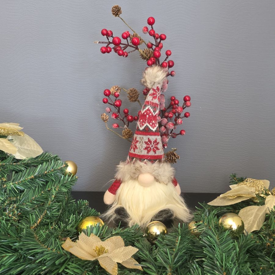 Gnome chapka lumineux blanc et rouge