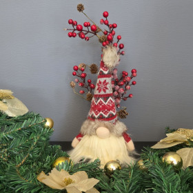 Gnome chapka lumineux rouge et blanc