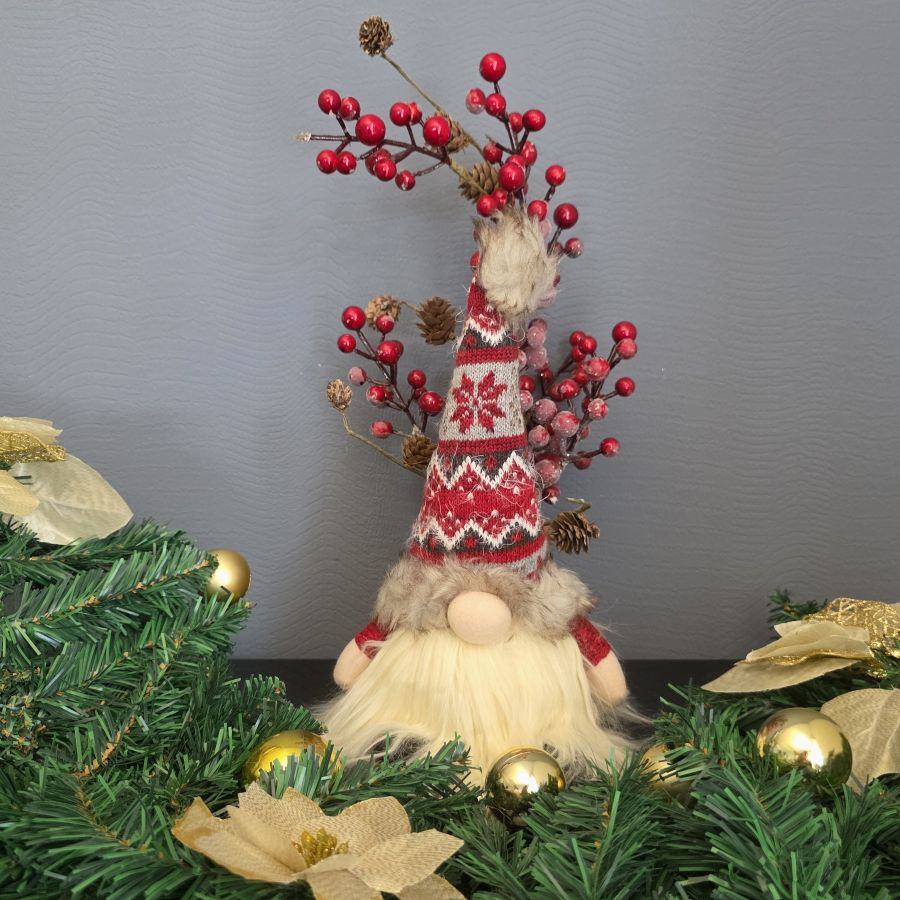 Gnome chapka lumineux rouge et blanc