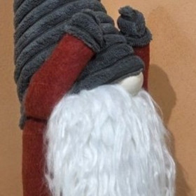 Gnome "Joyeux" rouge et gris