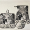Set gant + manique motif chat