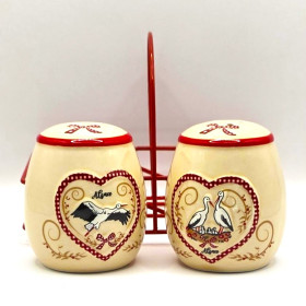 Sel et poivre couple cigognes crème