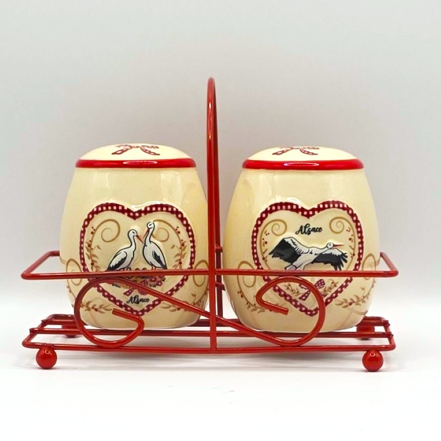 Sel et poivre couple cigognes crème